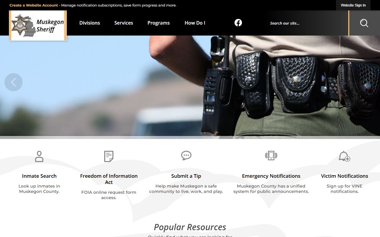 Muskegon County Sheriff's Office arrest and booking records