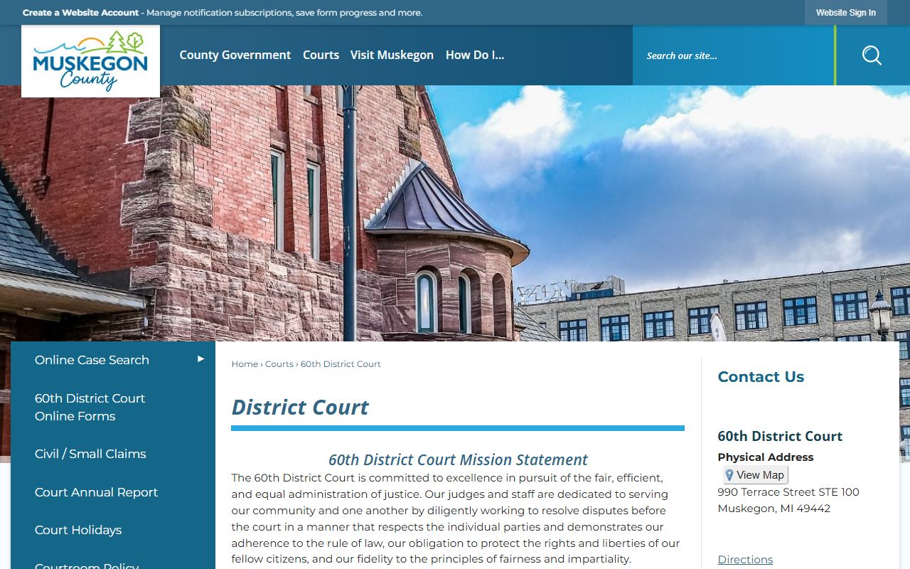 Muskegon County 60th District Court dockets and case-search links