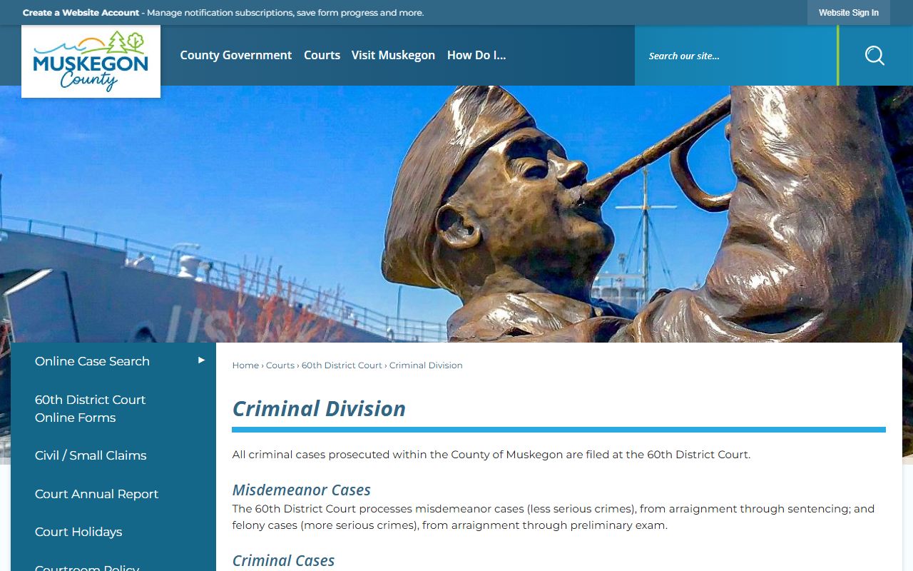 Muskegon County District Court criminal division for criminal court records