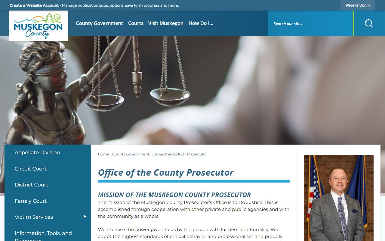 Muskegon County Prosecutor page describing circuit court criminal case handling