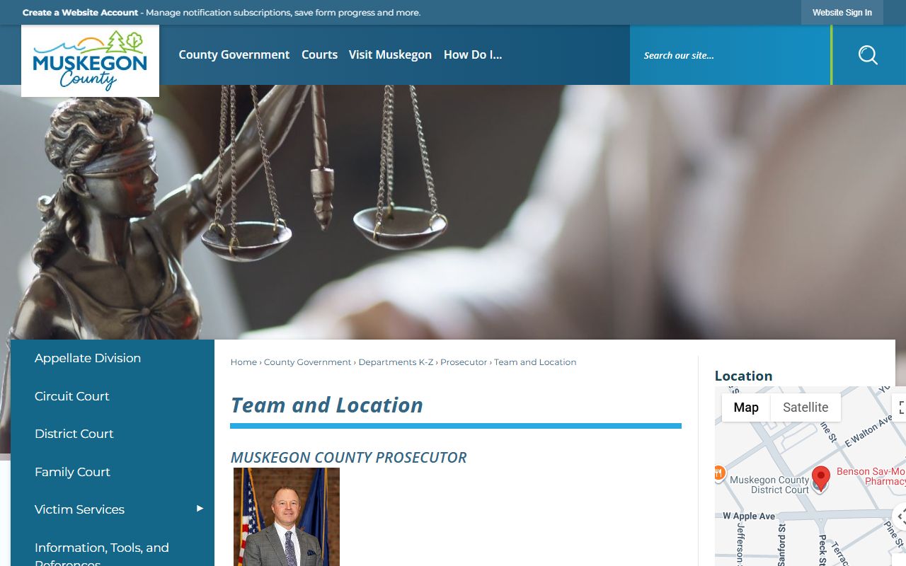 Muskegon County prosecutor team and location page tied to circuit court records