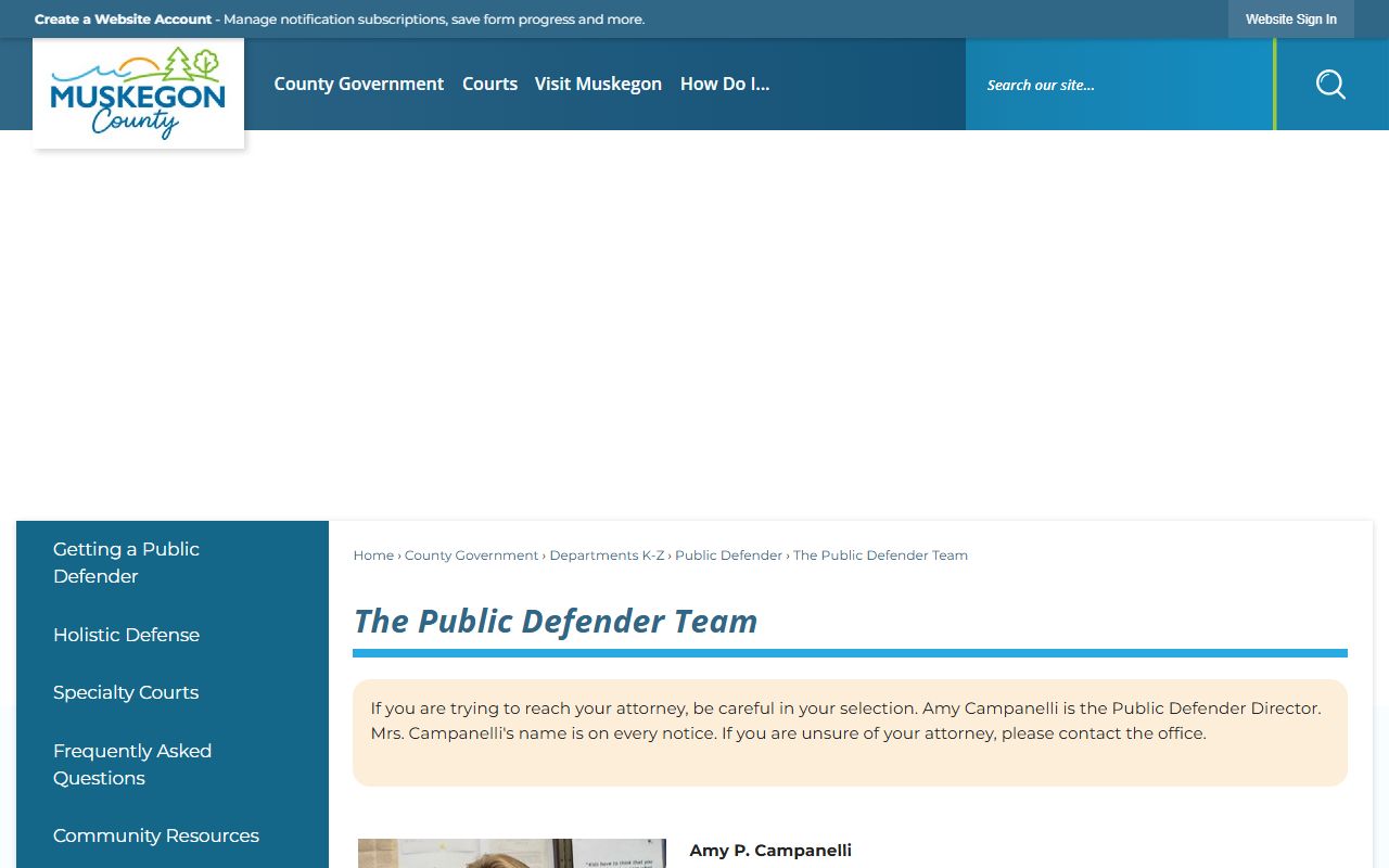 Muskegon County Public Defender team page for circuit court cases