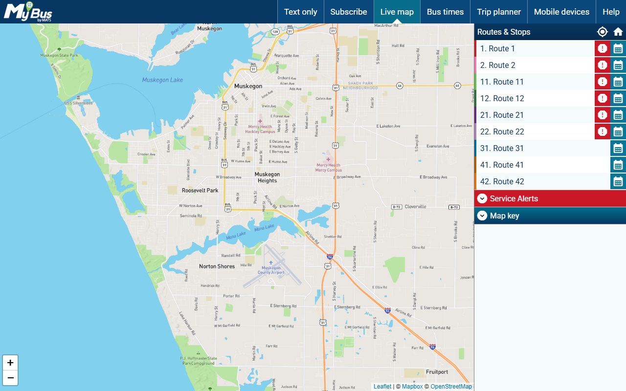 MATS real-time map near the Muskegon County court records complex