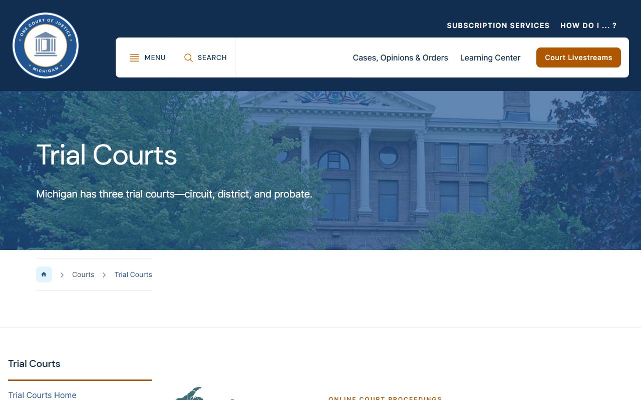 Michigan trial court structure behind Muskegon County court records