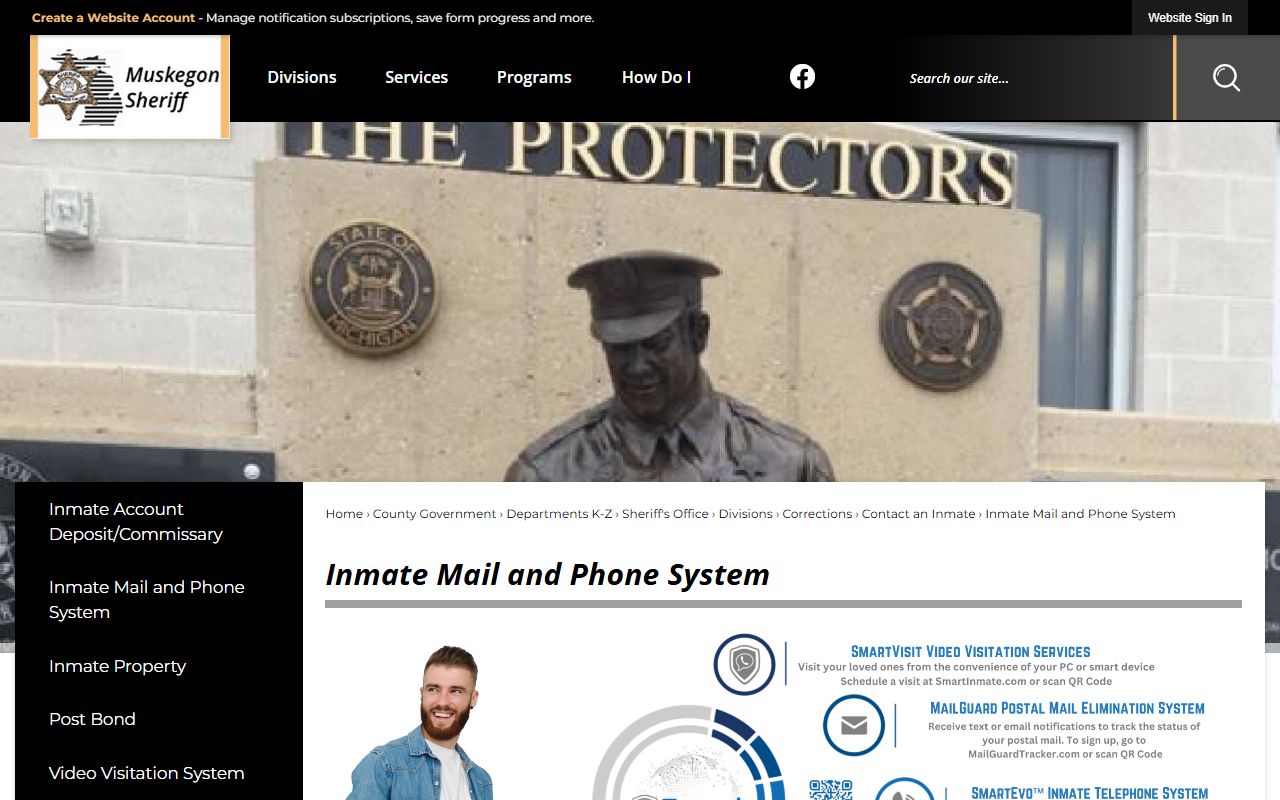 Muskegon County inmate mail and phone system page