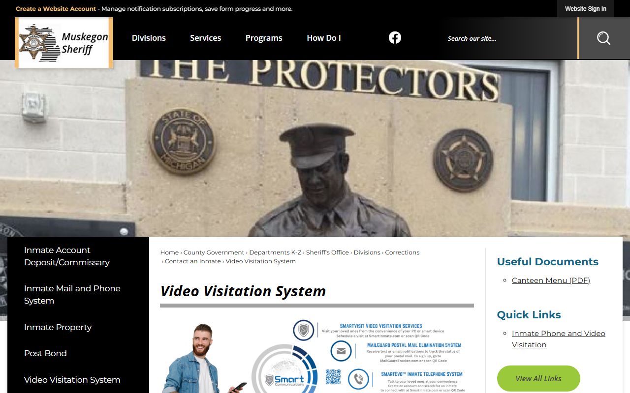 Muskegon County jail video visitation system page