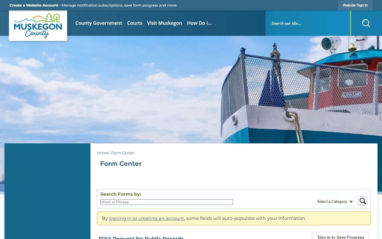 Muskegon County online FOIA warrant records request form